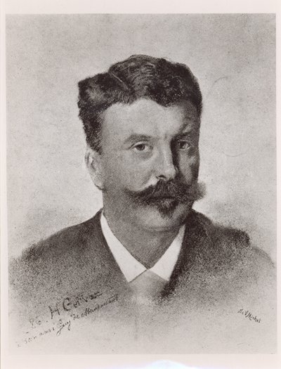 Guy de Maupassant (1850-93), engraved by Victor Augustin Michel by Henri Gervex